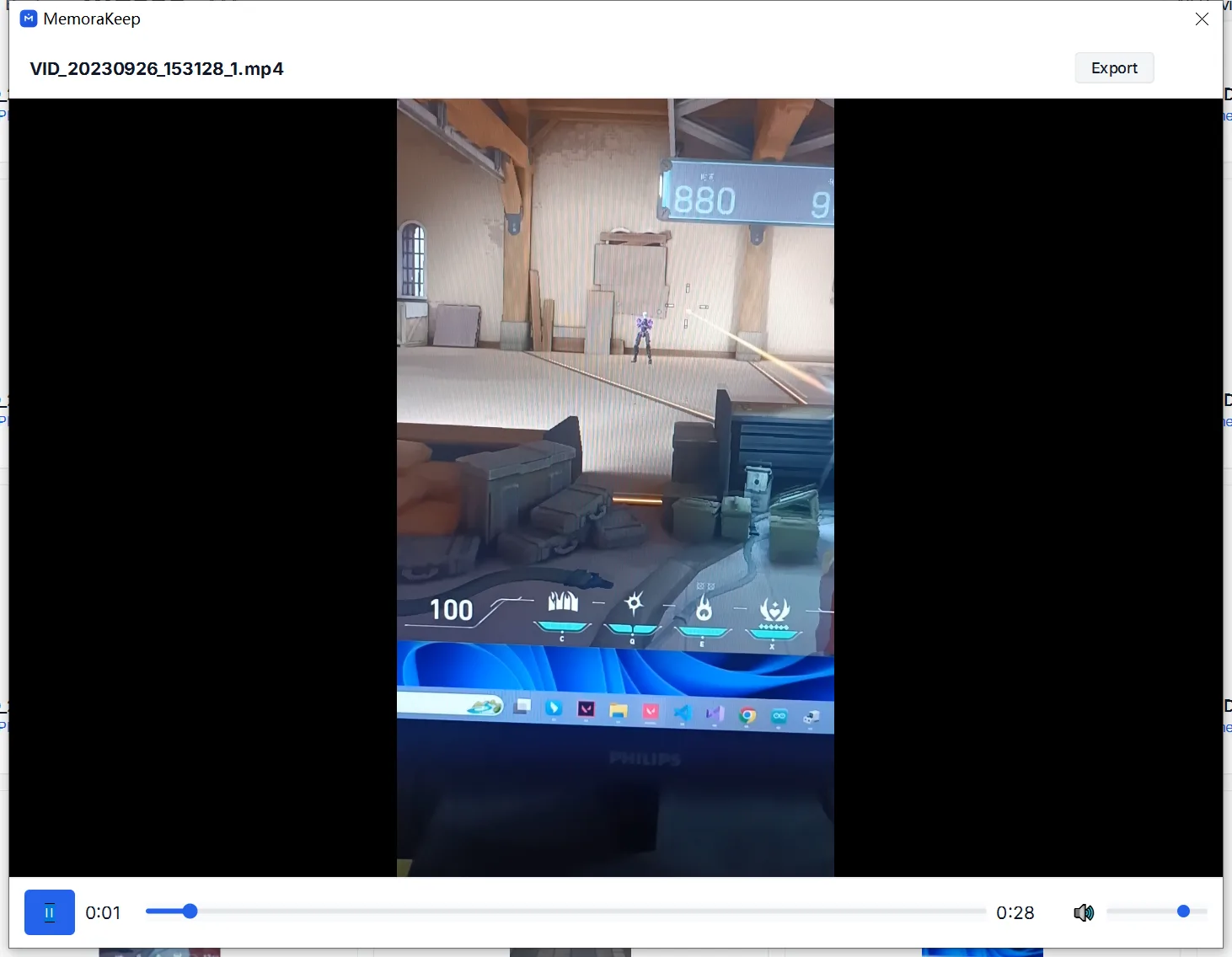 A video played inside the Memora Keep video library