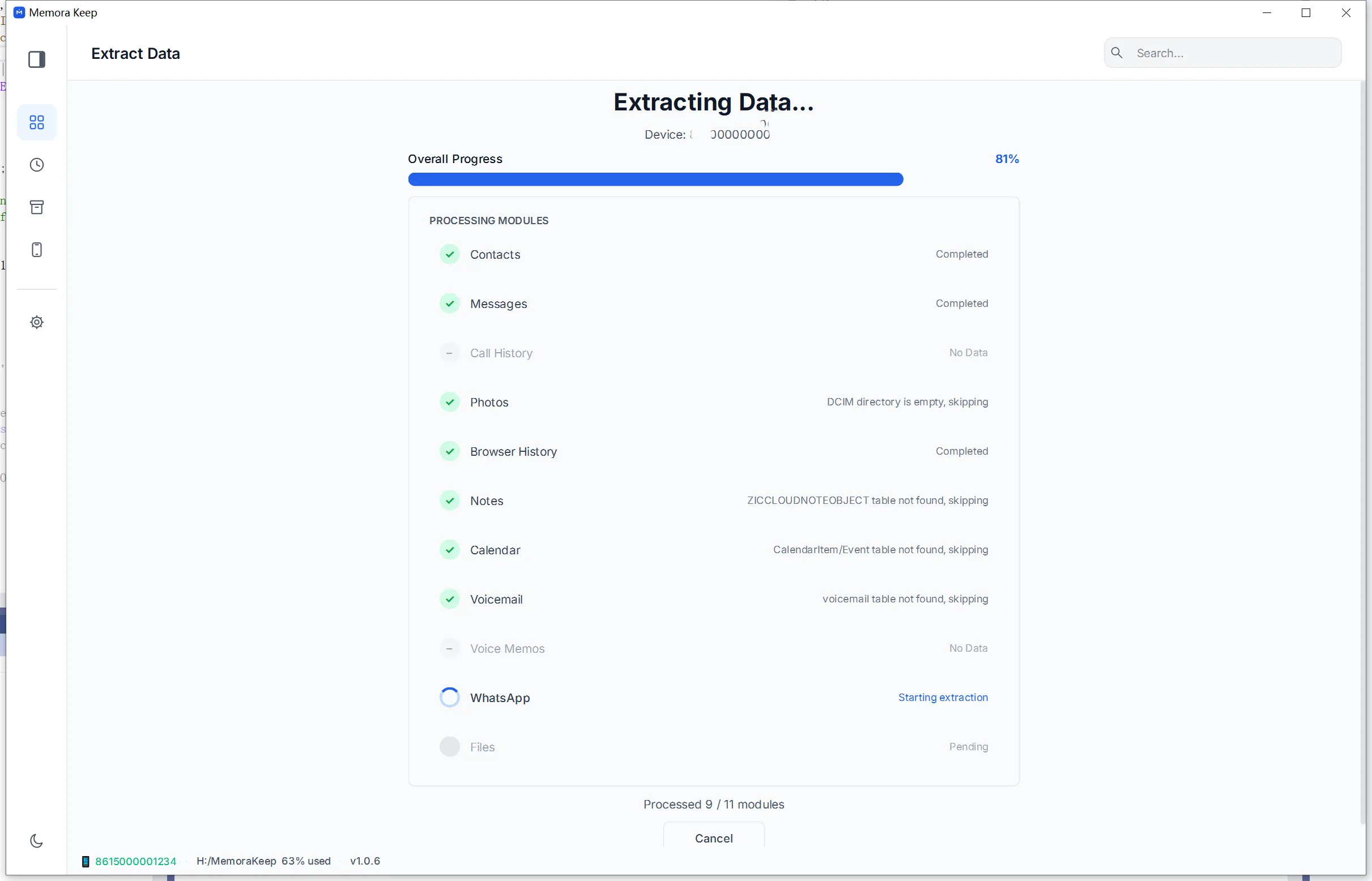 Extracting the data from the iPhone backup