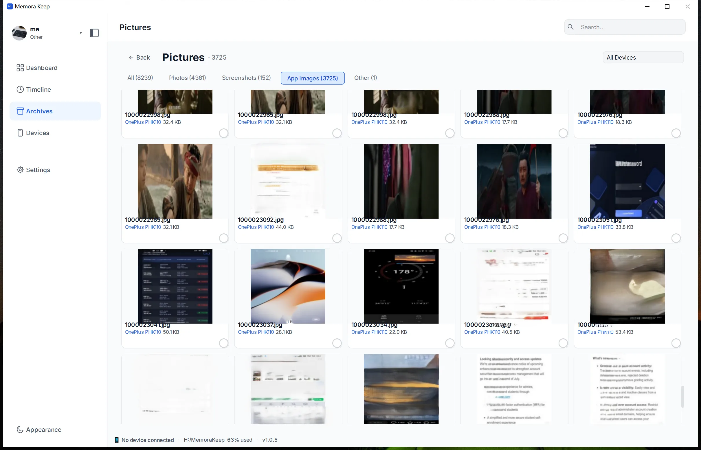 Full-screen photo viewer with zoom, stepping and EXIF details