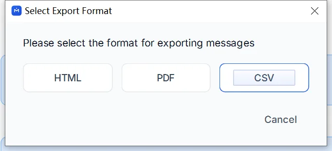 CSV selected in the export dialog