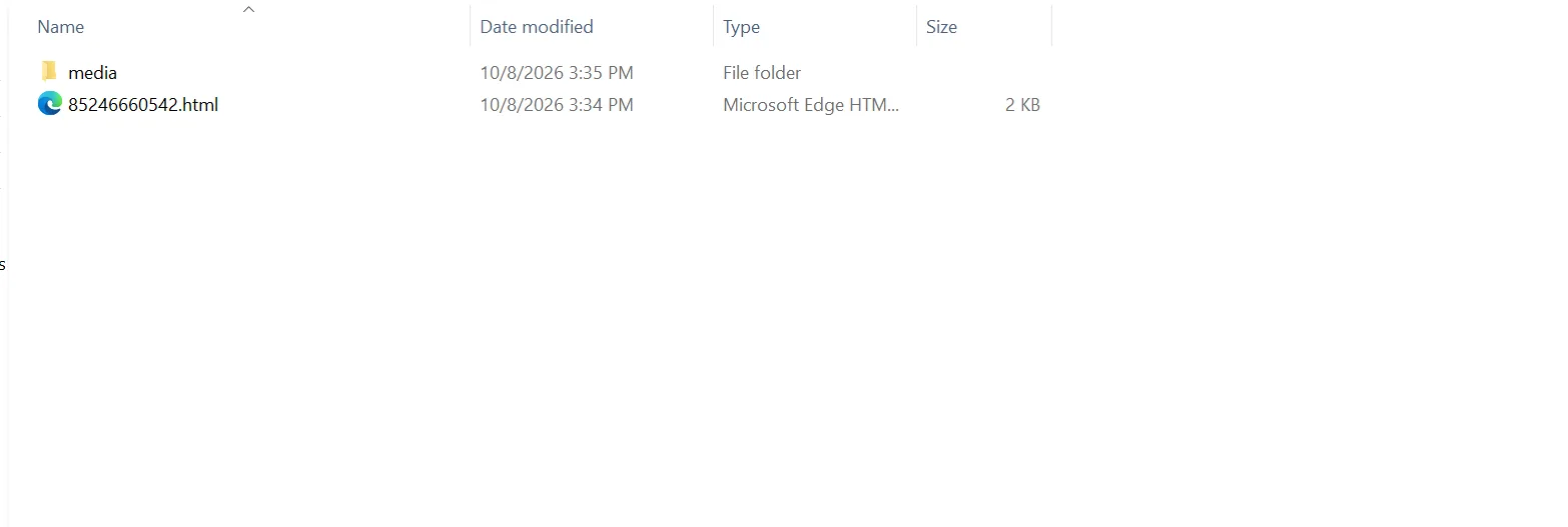 Entpackter Export mit HTML-Datei und Medienordner