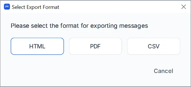 HTML im Exportdialog auswählen