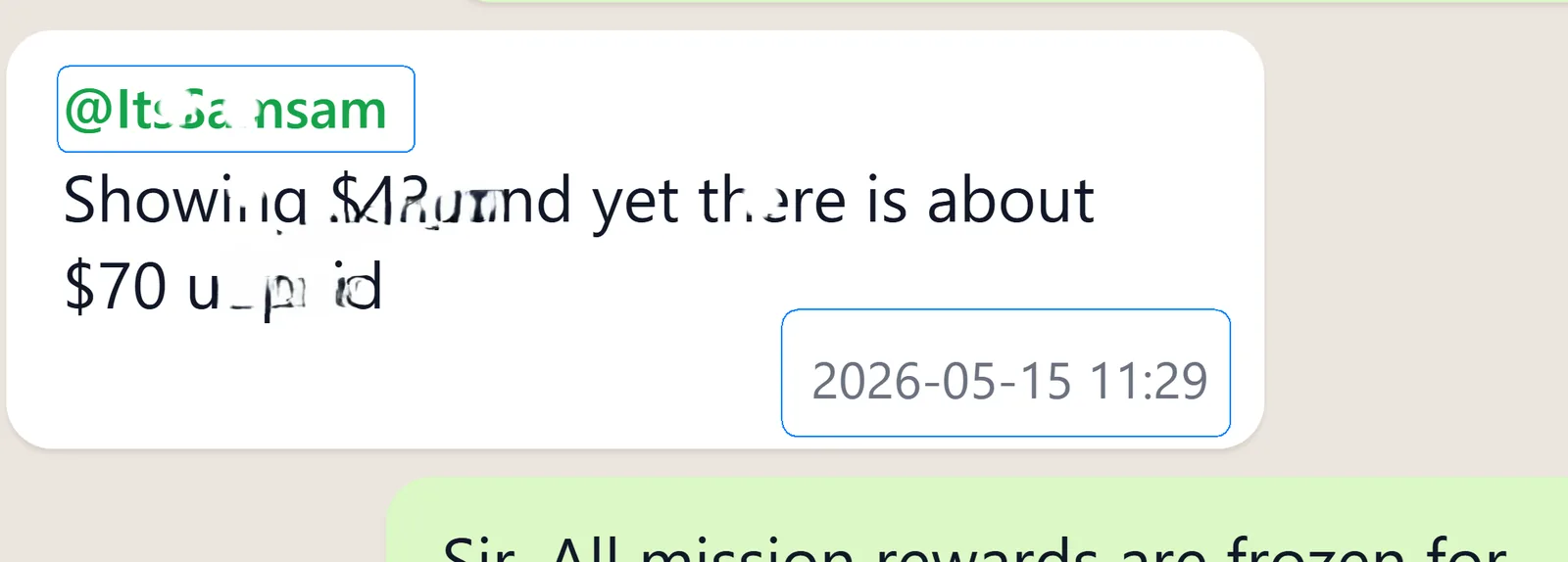 Sender name and timestamp on a message in the HTML export